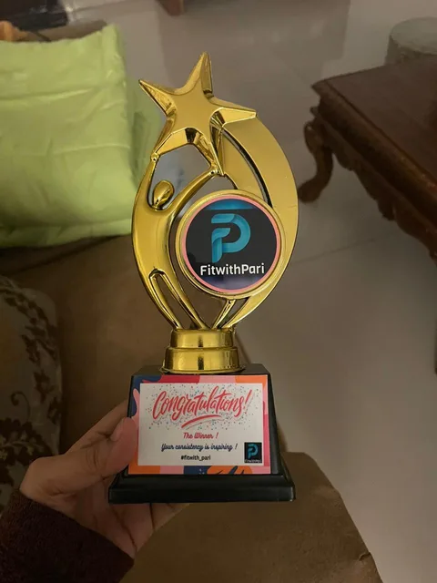 The FitwithPari leaderboard trophy up close